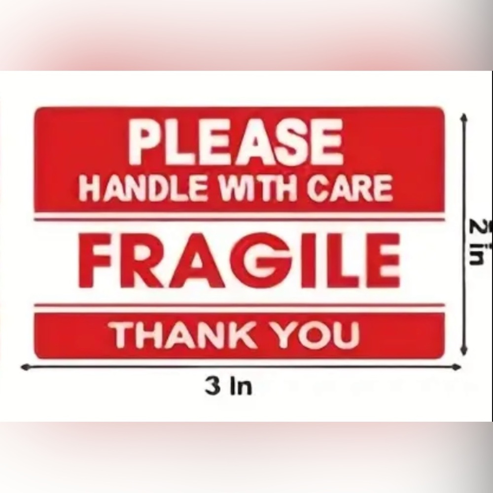 (50) 2x3” Red Fragile Stickers